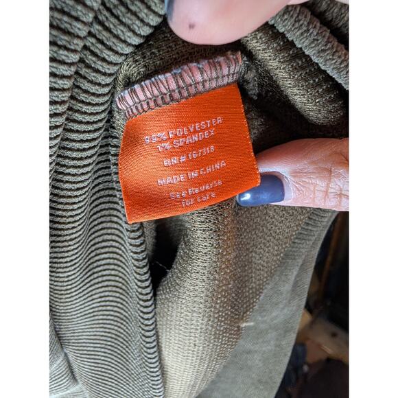 Negative Space Olive Green Ribbed Knit Sweater Crew Neck Men's Large Casual - Picture 5 of 7